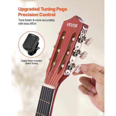 Κλασική κιθάρα VEVOR, 960 mm, Ξύλινο κιτ εκκίνησης κλασικής κιθάρας για αρχάριους, με χορδές νάιλον, τσάντα συναυλιών, λουράκι, κουρδιστήρι, επιπλέον χορδές, πένα, καποτάτο, ξύλο μπάσου, για εφήβους και ενήλικες, μαθητές, Sunburst