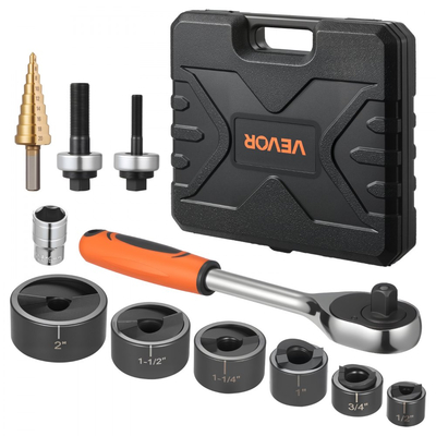 Σετ τρυπητηρίων VEVOR, Σετ τρυπητηρίων με καστάνια SLUG-Buster 12,7 έως 50,8 mm, Σετ τρυπητηρίων με κλειδιά καστάνιας για αλουμίνιο, μαλακό χάλυβα, υαλοβάμβακα, πλαστικά, 6 μεγέθη καλουπιών, Κιτ εργαλείων Ko από χάλυβα 40Cr