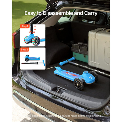 Πατίνι VEVOR για παιδιά 3+ ετών, τρίτροχο πατίνι για νήπια με φωτιζόμενους τροχούς, ρυθμιζόμενο ύψος τιμονιού, φαρδύ αντιολισθητικό δάπεδο, ελαφρύ πλαίσιο αλουμινίου για αγόρια και κορίτσια έως 74,8 kg, μπλε