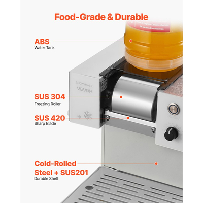 Παγομηχανή VEVOR Snowflake, Παγομηχανή Snowflake 60KG/24H, Μηχανή Ξυρίσματος Πάγου με Λεπίδα από Ανοξείδωτο Ατσάλι, Ηλεκτρική Μηχανή Χιονιού με Δεξαμενή 1,8L, Γρήγορη Προψύξη 90S, για Σπίτι & Μικρές Συγκεντρώσεις