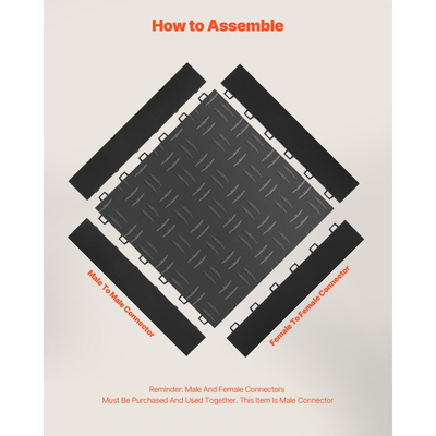 Κιτ ακμών μετάβασης για αρσενικά δάπεδα γκαράζ VEVOR, 15 τεμάχια ανθεκτικά αρθρωτά άκρα δαπέδου γκαράζ PP με αλληλοσύνδεση, αντιολισθητικά, εύκολα στη συναρμολόγηση, συμβατά μόνο με αναβαθμισμένα πατάκια γκαράζ 6 κλειδιών VEVOR, μαύρο