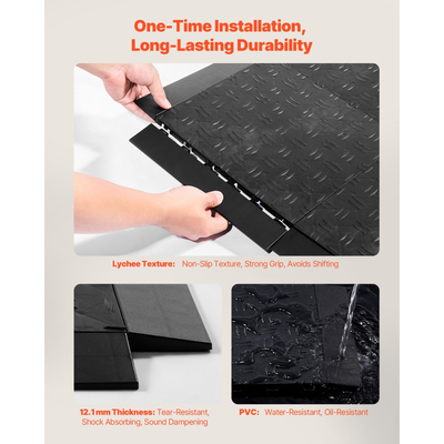 Κιτ ακμών μετάβασης για γυναικεία δάπεδα γκαράζ VEVOR, 15 τεμάχια ανθεκτικά αρθρωτά άκρα δαπέδου γκαράζ PP με αλληλοσύνδεση, αντιολισθητικά, εύκολα στη συναρμολόγηση, συμβατά μόνο με αναβαθμισμένα πατάκια γκαράζ 6 κλειδιών VEVOR, μαύρο