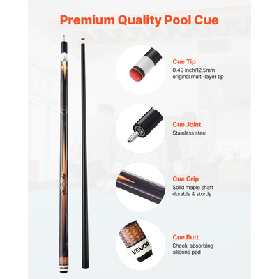 Στέκα πισίνας VEVOR, 1 τεμάχιο μπαστούνι πισίνας, 1473,2 χιλ. & 538 γρ. από καναδικό ξύλο σφενδάμου, μπαστούνι πισίνας μπιλιάρδου με πολλαπλές στρώσεις άκρης & δακτύλιο σύνδεσης ABS, μπαστούνια μπιλιάρδου για επαγγελματικό τραπέζι μπιλιάρδου, μπαρ, σπίτι, γραφείο