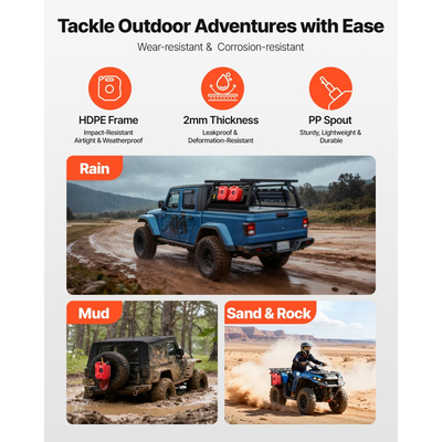 Δοχείο καυσίμου VEVOR, 5 λίτρων, Δοχείο βενζίνης με στόμιο και κλειδώσιμο βραχίονα, μέγιστη παροχή 15 λίτρα/λεπτό, ασφαλές και στεγανό, φορητό επίπεδο δοχείο υγρού για τα περισσότερα αυτοκίνητα, μοτοσικλέτες, ATV, UTV, κόκκινο