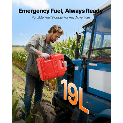 Δοχείο καυσίμου VEVOR, 19 λίτρων, ρεζερβουάρ βενζίνης με στόμιο και διαφανή ζυγαριά, μέγιστη παροχή 15 λίτρα/λεπτό, ασφαλές και στεγανό, φορητό επίπεδο δοχείο υγρού για τα περισσότερα αυτοκίνητα, μοτοσικλέτες, ATV, UTV, κόκκινο, 1 τεμάχιο