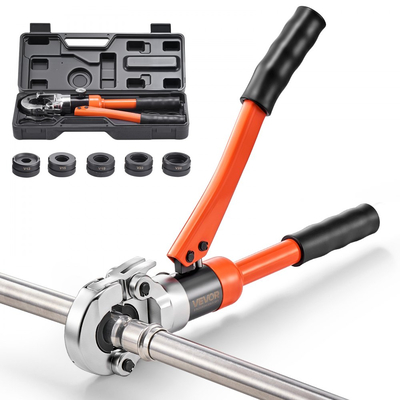 Εργαλείο πτύχωσης υδραυλικών σωλήνων VEVOR, Πρεσαριστό εξάρτημα σωλήνων από ανοξείδωτο χάλυβα με σιαγόνες V12, V15, V18, V22, V28 και θήκη μεταφοράς, κιτ εργαλείων πτύχωσης για υδραυλικές επισκευές και εγκαταστάσεις