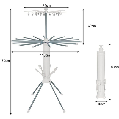 Πτυσσόμενη κρεμάστρα δαπέδου & απλώστρα ρούχων τροχήλατη - 12001-3 - 114258