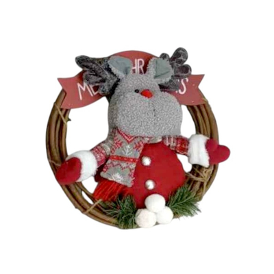 Χριστουγεννιάτικο διακοσμητικό κρεμαστό στεφάνι με φιγούρα - 30x30cm - 212184