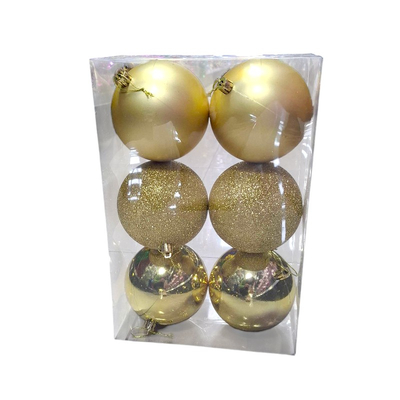 Σετ Χριστουγεννιάτικες μπάλες - 8cm - 6pcs - 326031 - Gold
