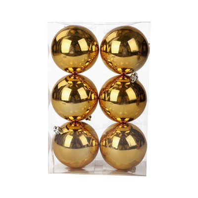 Σετ Χριστουγεννιάτικες μπάλες - 10cm - 6pcs - 326024 - Gold