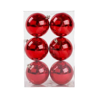 Σετ Χριστουγεννιάτικες μπάλες - 10cm - 6pcs - 326024 - Red
