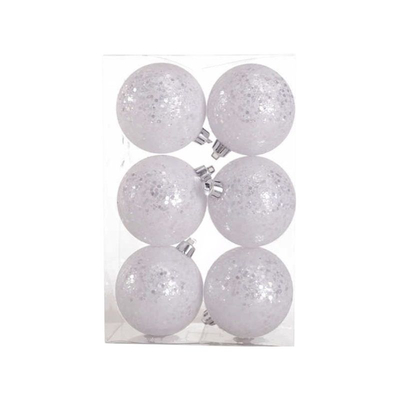 Σετ Χριστουγεννιάτικες μπάλες - 10cm - 6pcs - 326000 - White