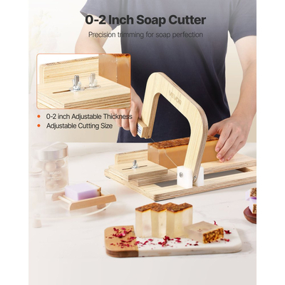 Κόφτης σαπουνιού VEVOR, ρυθμιζόμενο πάχος 0-2 ίντσες, κόφτης σαπουνιού ξύλου με ρυθμιζόμενη τάση σύρματος από ανοξείδωτο ατσάλι, με επιπλέον σύρματα, χειροποίητος κόφτης πολλαπλών χρήσεων για κεριά, εργαλείο κοπής DIY