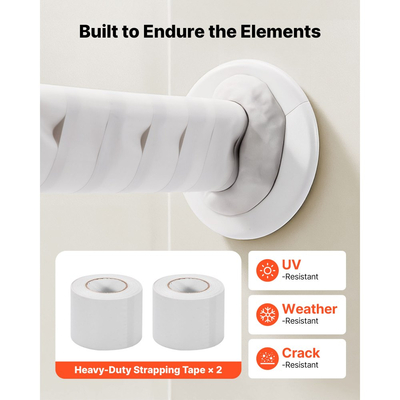 Σετ μίνι σωλήνων διαχωρισμού VEVOR 15,2m, σωλήνας χαλκού AC OD 6,4 & 9,5mm, λευκό μονωμένο πηνίο PE 3/8 με παξιμάδια, ταινίες στερέωσης, για σύστημα μίνι διαχωρισμού HVAC ή αντλίας θερμότητας