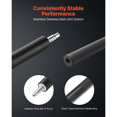 Στέκα πισίνας VEVOR, 1 τεμάχιο μπαστούνι πισίνας, 1473,2 χιλ. & 538 γρ. Μπαστούνι πισίνας μπιλιάρδου από ανθρακονήματα με πρεσαριστή άκρη στέκας βακελίτη και δακτύλιο σύνδεσης ABS, Μπαστούνια στέκας για επαγγελματικό τραπέζι μπιλιάρδου, μπαρ, σπίτι, γραφείο