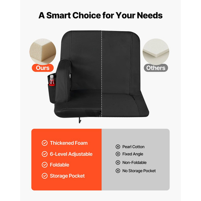 Κάθισμα Σταδίου VEVOR, 6 ρυθμιζόμενες καρέκλες κερκίδας με πλάτος γωνίας, Κάθισμα Σταδίου με μαξιλάρι 73,66 mm με υποβραχιόνιο και στήριξη πλάτης, Καρέκλα Σταδίου με γάντζο για ποτήρια για πικνίκ, σπορ στην παραλία και παιχνίδια