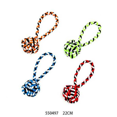 Υφασμάτινο παιχνίδι σκύλου σχοινί με μπάλα - 22cm - 12pcs - 550497