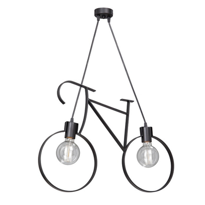 Bike Light - Κρεμαστό Δίφωτο Φωτιστικό E27 Industrial Μέταλλο Μαύρο Μοντέρνο Design - Μ67 x Π3.5 x Υ41cm