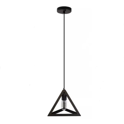 TriForm - Κρεμαστό Μονόφωτο E27 Μοντέρνο Μέταλλο Μαύρο Τρίγωνο - Μ25 x Π25 x Y21cm