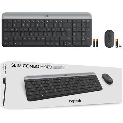 Logitech MK470 - Ασύρματο Σετ Πληκτρολόγιο & Ποντίκι USB - Αγγλικό US - Μαύρο