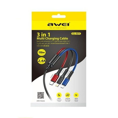 Καλώδιο φόρτισης & data 3in1 - Fast Charge - CL-971 - 1.2m - AWEI - 022170
