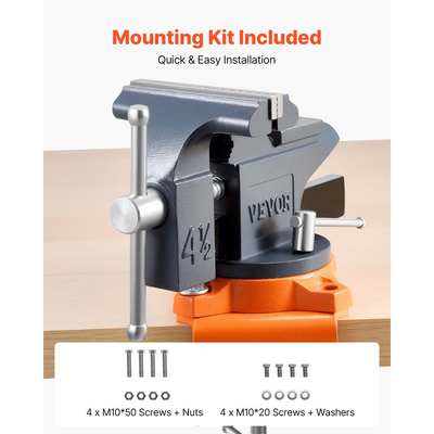 Μέγγενη πάγκου VEVOR, 4,5 ιντσών, φορητή μέγγενη πάγκου εργασίας με περιστρεφόμενη βάση 270°, περιστρεφόμενο σφιγκτήρα πάγκου γρήγορης απελευθέρωσης, κατασκευή από χυτοσίδηρο, για ξυλουργική, μεταλλουργία, τρύπημα, πριόνισμα, κοπή αγωγών
