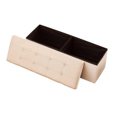 Πτυσσόμενος πάγκος οθωμανικής αποθήκευσης VEVOR, πάγκος στο τέλος του κρεβατιού με πλευρικές τσάντες, πτυσσόμενο ταπετσαρισμένο στήθος αποθήκευσης που υποστηρίζει 660 λίβρες, οθωμανικό κρεβάτι από λινό με μεγάλο χώρο για σαλόνι, υπνοδωμάτιο, είσοδο, μπεζ