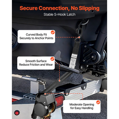 Κιτ πρόσδεσης τάκου τροχού VEVOR, σταθερός ιμάντας πρόσδεσης τρέιλερ, κιτ πρόσδεσης αυτοκινήτου με γάντζο S, αντοχή σε θραύση 748 kg & φορτίο εργασίας 250 kg σύστημα πρόσδεσης μοτοσικλέτας για τρέιλερ, σκάφη, χιονοκίνητα οχήματα