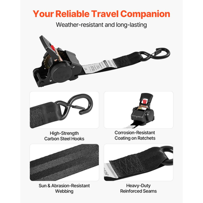 Κιτ πρόσδεσης τάκου τροχού VEVOR, σταθερός ιμάντας πρόσδεσης τρέιλερ, κιτ πρόσδεσης αυτοκινήτου με γάντζο S, αντοχή σε θραύση 748 kg & φορτίο εργασίας 250 kg σύστημα πρόσδεσης μοτοσικλέτας για τρέιλερ, σκάφη, χιονοκίνητα οχήματα