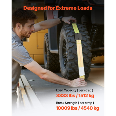 Κιτ πρόσδεσης τάκου τροχού VEVOR, ιμάντας πρόσδεσης τρέιλερ τύπου καταστρώματος, κιτ πρόσδεσης αυτοκινήτου με γάντζο J, αντοχή σε θραύση 4540 kg & φορτίο εργασίας 1512 kg, σύστημα πρόσδεσης μοτοσικλέτας για SUV, ρυμουλκούμενα, φορτηγά