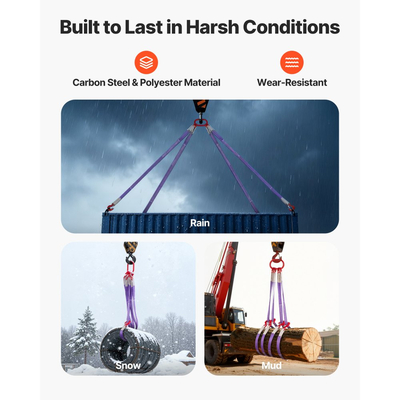 Ιμάντες ανύψωσης VEVOR, τετράποδος ιμάντας χαλιναριού πολυεστέρα με γάντζους, χωρητικότητα 3 τόνων, ιμάντας ανύψωσης βαρέως τύπου 5 ποδιών, παχύρρευστοι και ανθεκτικοί στη φθορά ιμάντες ιμάντα για κινητήρες, γερανούς, ανυψωτικά φορτηγά