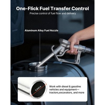 Αντλία μεταφοράς καυσίμου VEVOR, 12V DC 57 L/min, Κιτ αντλίας μεταφοράς ντίζελ από χυτοσίδηρο, με χειροκίνητο ακροφύσιο, εύκαμπτο σωλήνα εκκένωσης, προστασία υπερθέρμανσης, καλώδιο τροφοδοσίας, αντιεκρηκτική, για βενζίνη, ντίζελ, κηροζίνη