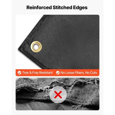 Κουβέρτα συγκόλλησης VEVOR, Κουβέρτα συγκόλλησης από υαλοβάμβακα με επικάλυψη σιλικόνης 1829mm x 2438mm, Κουβέρτες προστασίας από θερμότητα ανθεκτικές στους 1800°F, Πυρίμαχο μονωτικό χαλάκι επιβράδυνσης φλόγας με μεταλλικούς δακτυλίους