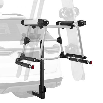 Βάση σκι και σνόουμπορντ VEVOR με ρυμούλκηση, ταιριάζει με υποδοχή 50 mm, μεταφέρει έως και 6 ζευγάρια σκι ή 4 σνόουμπορντ, Βάση αυτοκινήτου με ρυμούλκηση με κλείδωμα κλειδιού, ιμάντα ασφαλείας, πρόσβαση με κλίση, επένδυση από καουτσούκ