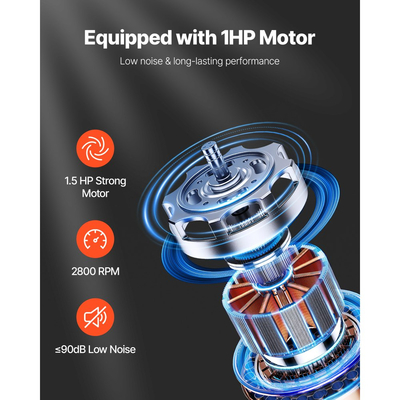 Συλλέκτης σκόνης VEVOR, Συλλέκτες σκόνης κώνου Vortex 1100 CFM 2,5 Micron, Σύστημα συλλογής πριονιδιού 1,5HP με σακούλα συλλογής σκόνης 132,5L & σακούλα φίλτρου 159L, υψηλής ταχύτητας 2800 RPM, για ροκανίδια ξύλου