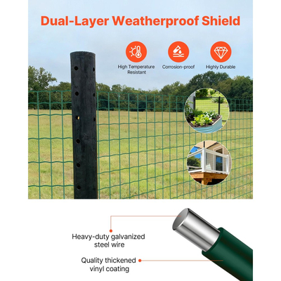 Φράχτης Γεωργίας VEVOR, 1 x 25 μ., Περίφραξη από γαλβανισμένο ατσάλινο σύρμα 2,1 χιλ. με πλέγμα 2,1 χιλ. για βοοειδή, χοίρους και πρόβατα, βαρέως τύπου περίφραξη ζώων με επίστρωση βινυλίου για περιφράξεις ζώων, σύρμα κλουβιών, φράχτες κήπου, πράσινος