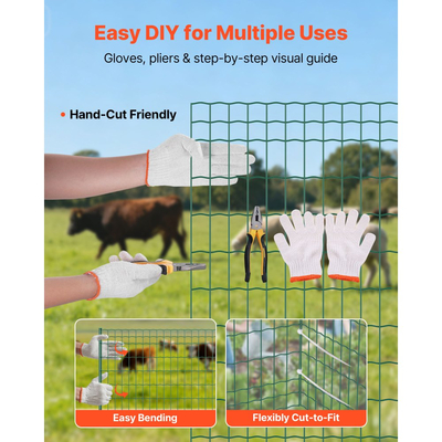 Φράχτης Γεωργίας VEVOR, 1 x 25 μ., Περίφραξη από γαλβανισμένο ατσάλινο σύρμα 2,1 χιλ. με πλέγμα 2,1 χιλ. για βοοειδή, χοίρους και πρόβατα, βαρέως τύπου περίφραξη ζώων με επίστρωση βινυλίου για περιφράξεις ζώων, σύρμα κλουβιών, φράχτες κήπου, πράσινος
