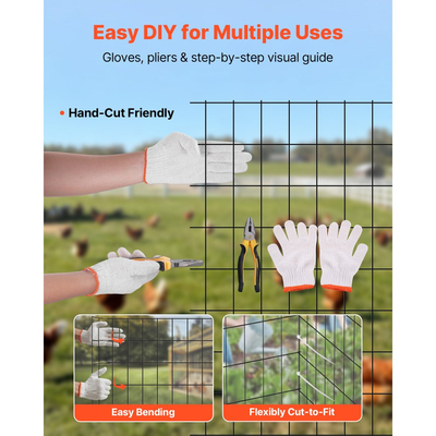 Ύφασμα VEVOR για εξαρτήματα 61cm x 7,62m, ρολό από γαλβανισμένο συρματόπλεγμα 2 x 3 ιντσών, πλέγμα 16 Gauge, περίφραξη από συρματόπλεγμα κοτόπουλου με επίστρωση βινυλίου ανθεκτικό στις καιρικές συνθήκες, περίφραξη κήπου με συγκολλημένη περίφραξη φυτών βαρ