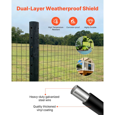 Φράχτης Γεωργίας VEVOR, 122cm x 15,2m, Περίφραξη από γαλβανισμένο ατσάλινο σύρμα 14 Gauge, 2 x 4 ίντσες, για βοοειδή, χοίρους και πρόβατα, Φράχτης Κτηνοτροφίας Βαριάς Χρήσης με Επίστρωση Βινυλίου για Περιφράξεις Ζώων, Σύρμα Κλουβιών, Φράχτες Κήπου