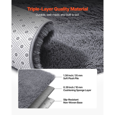 Χαλιά εσωτερικού χώρου VEVOR για βελούδινα δωμάτια, 2,44 x 3,05μ. Μαλακό βελούδινο χαλί, Χαλιά με γούνινο μαλλί για σαλόνι, υπνοδωμάτιο, ηλιόλουστο δωμάτιο, μοντέρνα αισθητική διακόσμησης σπιτιού, που δεν ρίχνουν τρίχες, μη υφασμένα, αντιολισθητικά, γκρι