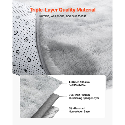 Χαλιά εσωτερικού χώρου VEVOR, μαλακό βελούδινο χαλί 2,74 x 3,66μ, γούνινα χαλιά για σαλόνι, υπνοδωμάτιο, μοντέρνο χαλί με μακρύ πέλος για αισθητική διακόσμηση σπιτιού, που δεν ρίχνει, αντιολισθητικό, ανοιχτό γκρι Tie-Dye