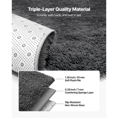 Χαλιά εσωτερικού χώρου VEVOR για βελούδινα δωμάτια, 1,52 x 2,44 m μαλακό βελούδινο χαλί, χαλιά με γούνινο μαλλί για σαλόνι, υπνοδωμάτιο, ηλιόλουστο δωμάτιο, μοντέρνα αισθητική διακόσμησης σπιτιού, που δεν ρίχνουν τρίχες, μη υφασμένα, αντιολισθητικά, σκούρ