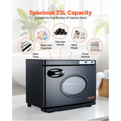 Θερμαντήρας πετσετών VEVOR, Μεγάλος θερμαντήρας πετσετών 23L με διαφανές παράθυρο, κλιπ και ανοξείδωτες σχάρες, Χωρητικότητα 36 πετσετών, Θερμαντικός θάλαμος πολλαπλών χρήσεων για σπα, κουρείο, μανικιούρ, μασάζ, κομμωτήριο