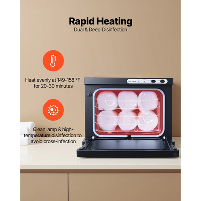 Θερμαντήρας Πετσετών VEVOR, Μικρός Θερμαντήρας Πετσετών 8L με Κλιπ & Ανοξείδωτη Σχάρα, Χωράει 12 Πετσέτες, Φορητός Θερμαντήρας για Spa, Κουρείο, Μανικιούρ, Μασάζ, Κομμωτήριο, Μαύρο