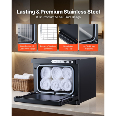 Θερμαντήρας Πετσετών VEVOR, Μικρός Θερμαντήρας Πετσετών 8L με Κλιπ & Ανοξείδωτη Σχάρα, Χωράει 12 Πετσέτες, Φορητός Θερμαντήρας για Spa, Κουρείο, Μανικιούρ, Μασάζ, Κομμωτήριο, Μαύρο