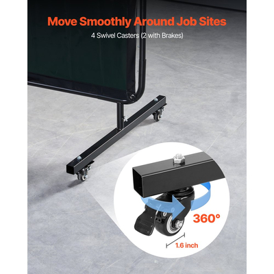 Οθόνη συγκόλλησης VEVOR με πλαίσιο, 3 πάνελ 1,74 x 2,34m, ανθεκτικές στη φλόγα οθόνες βινυλίου με 12 ρόδες και προστασία UV 6 επιπέδων για εργαστηριακή/βιομηχανική χρήση, σκούρο πράσινο