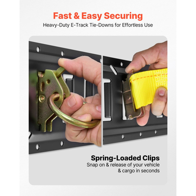 Κιτ ράγας πρόσδεσης VEVOR E-Track, συσκευασία 4 ραγών E 0,6 m, 20 τεμάχια, περιλαμβάνει 2 ιμάντες καστάνιας & 4 δακτυλίους Ο & 4 δακτυλίους πρόσδεσης με δακτύλιο D & 2 μονές υποδοχές & 8 καπάκια άκρων, κατάλληλο για γκαράζ, φορτηγά και ρυμουλκούμενα
