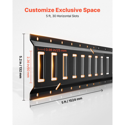 Κιτ ράγας πρόσδεσης VEVOR E-Track, συσκευασία 6 ραγών E 1,5 m, 26 τεμάχια, περιλαμβάνει 2 ιμάντες καστάνιας & 6 δακτυλίους Ο & 6 δέσιμο με δακτύλιο D & 12 καπάκια άκρων, κατάλληλο για γκαράζ, φορτηγά, ρυμουλκούμενα, μοτοσικλέτες