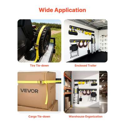 Κιτ ράγας πρόσδεσης VEVOR E-Track, συσκευασία 6 ραγών E 1,5 m, 26 τεμάχια, περιλαμβάνει 2 ιμάντες καστάνιας & 6 δακτυλίους Ο & 6 δέσιμο με δακτύλιο D & 12 καπάκια άκρων, κατάλληλο για γκαράζ, φορτηγά, ρυμουλκούμενα, μοτοσικλέτες