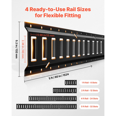 Κιτ ράγας πρόσδεσης VEVOR E-Track, συσκευασία 8 τεμαχίων (1,5m+1,2m+0,6m+0,3m) E-Track, 36 τεμάχια. Περιλαμβάνει 2 ιμάντες καστάνιας & 8 δακτυλίους Ο & 8 δακτυλίους πρόσδεσης με δακτύλιο D & 2 μονές υποδοχές & 16 καπάκια άκρων, κατάλληλο για ρυμουλκούμενα